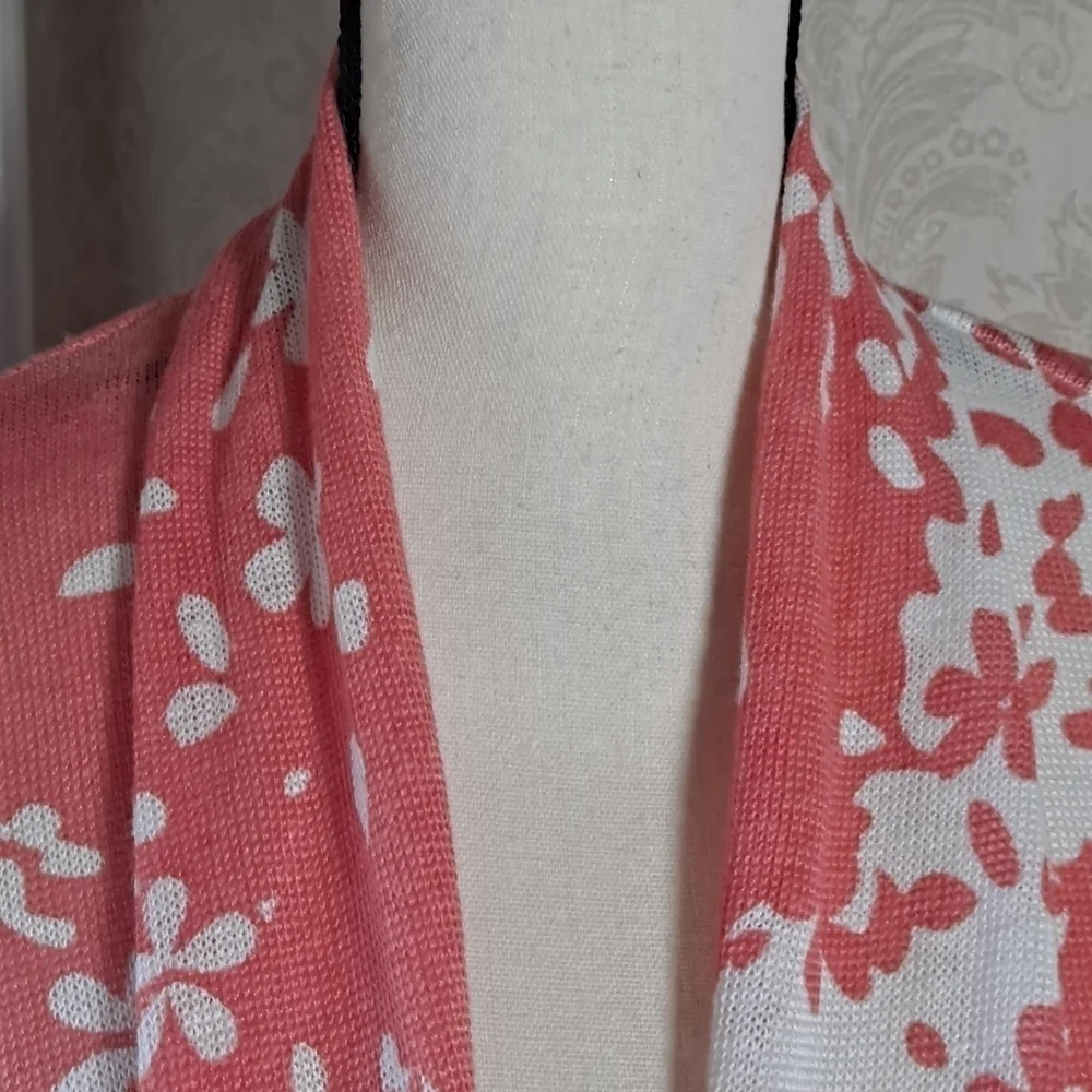 Investments II size 1X Open Front Cardigan Peach & White NWT